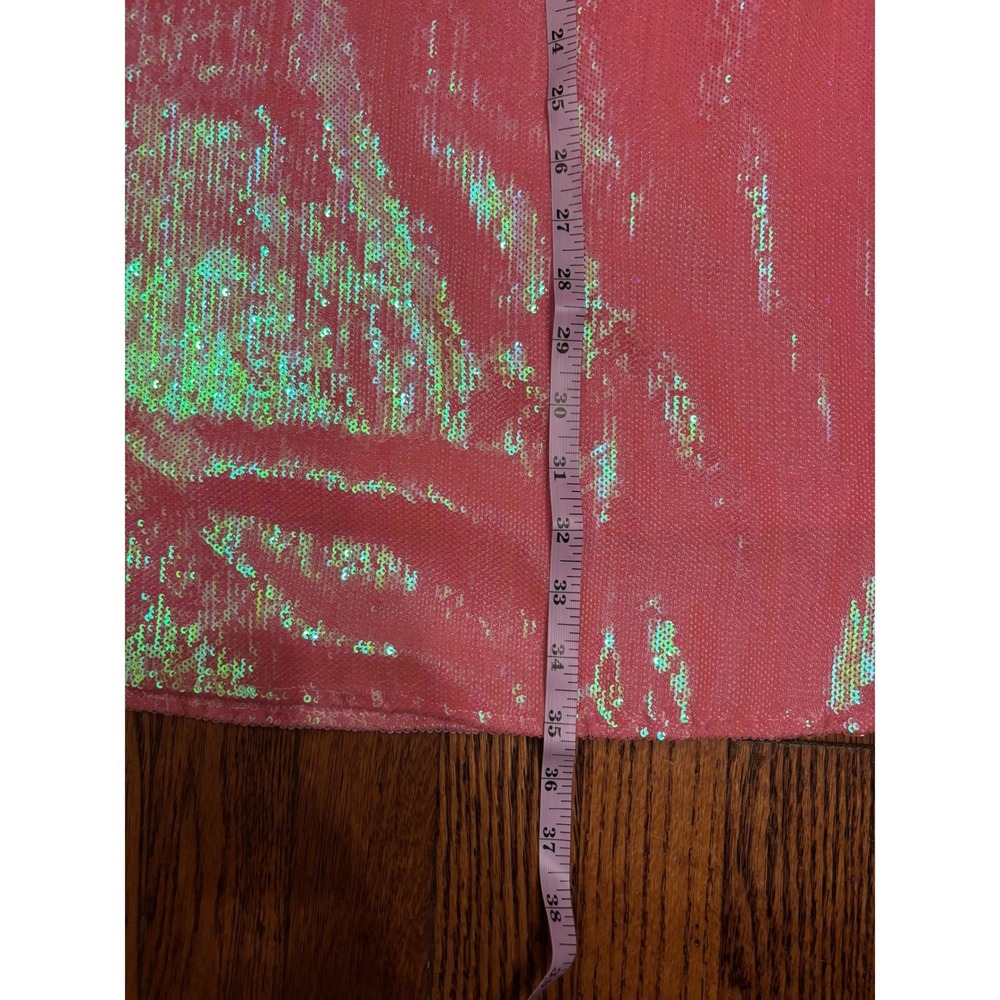 Pink Iridescent Sequin Maxi Skirt Holographic Mermaidcore High Waist Pink Small - Picture 4 of 5